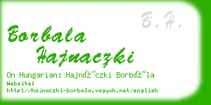 borbala hajnaczki business card